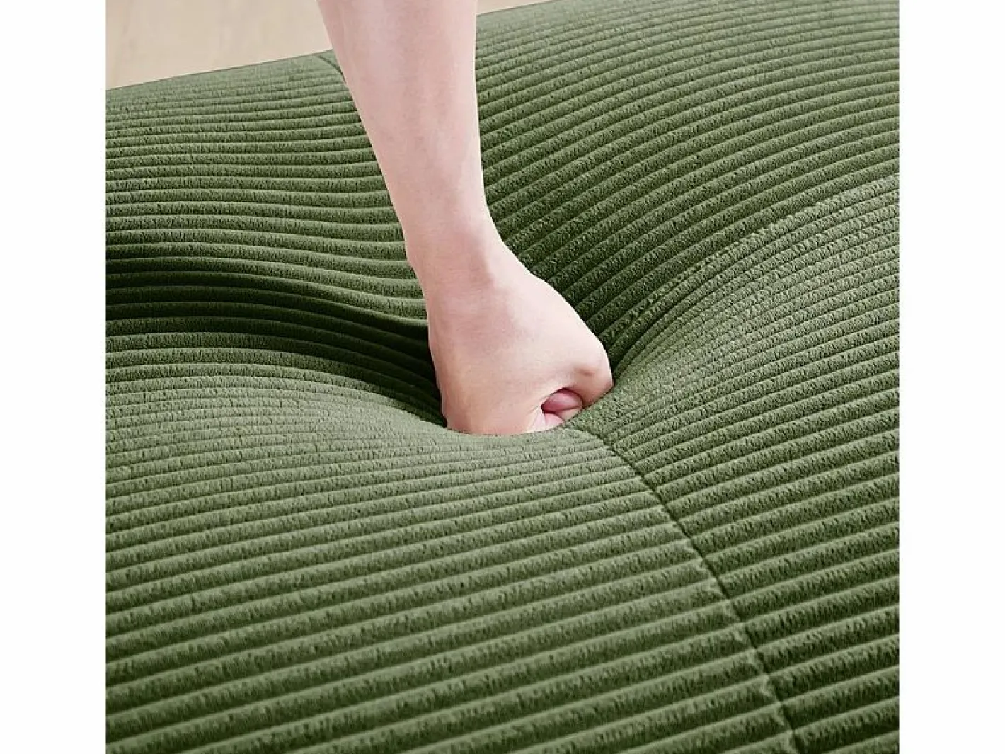DripeX Sofá angular 3 plazas modular - de Pana - con 3 cojines y otomana - 298x178x75cm - Verde Online