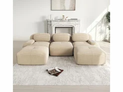DripeX Sofá Modular|Sofás Club|Sofá angular 3 plazas modular - de Pana - con 3 cojines y 2 otomanas - 298x178x75cm -