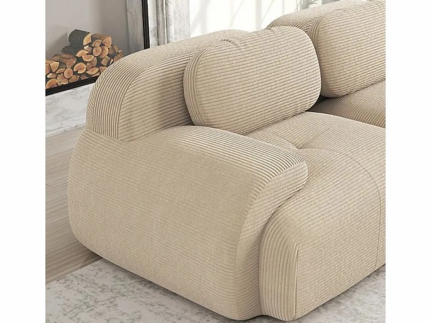DripeX Sofá Modular|Sofás Club|Sofá angular 3 plazas modular - de Pana - con 3 cojines y 2 otomanas - 298x178x75cm -