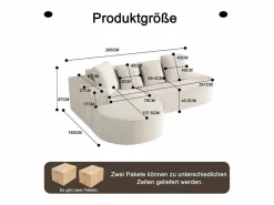 DripeX Sofá De Terciopelo|Sofás Club|Sofá angular izquierdo de Pana de canalé grueso con 4 cojines - 265x67x40,5cm -