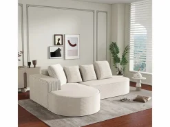DripeX Sofá De Terciopelo|Sofás Club|Sofá angular izquierdo de Pana de canalé grueso con 4 cojines - 265x67x40,5cm -