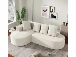 DripeX Sofá De Terciopelo|Sofás Club|Sofá angular izquierdo de Pana de canalé grueso con 4 cojines - 265x67x40,5cm -
