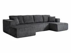 DripeX Sofá Modular|Sofás Club|Sofá angular panorámico - Terciopelo acanalado - 4 cojines, 2 orejeros, 2 chaises - 332x156x88cm