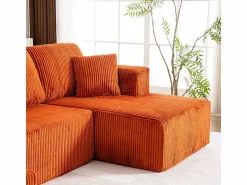 DripeX Sofás Club|Sofá angular panorámico - Terciopelo acanalado - 4 cojines, 2 orejeros, 2 chaises - 332x156x88cm