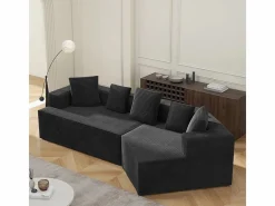 DripeX Sofás Club|Sofá angular recto modular 307cm - de Pana de canalé grueso - 3 plazas - con 5 cojines -