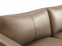 Sofá BATUCO de 3 plazas en piel marrón con ribete beige^Vente-unique Online
