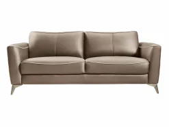 Sofá BATUCO de 3 plazas en piel marrón con ribete beige^Vente-unique Online