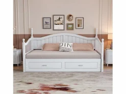 Sofá cama - 90/180 x 190 cm - 2 cajones - madera de pino + contrachapado + MDF -^Merax