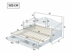Sofá cama - 90/180 x 190 cm - 2 cajones - madera de pino + contrachapado + MDF -^Merax