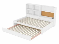 Merax Cama Nido|Sofá cama - 90 x 200 cm - múltiples espacios de almacenamiento - con puerto USB y tablero de dibujo - Panel -
