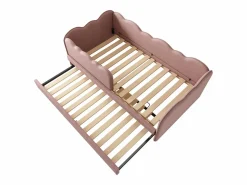 Sofá cama 90×190 cm - con cama nido 90×190 cm - decoración de olas - con somier de láminas - Terciopelo - (sin colchón)^ModernLuxe Best