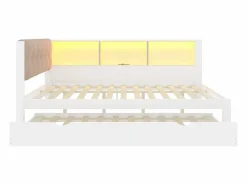 ModernLuxe Cama Diván|Cama Con Almacenaje|Sofá cama 140×200 cm - con cama nido - con tira LED luminosa - con puerto USB - (colchón no incluido)