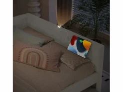 ModernLuxe Sofá cama 140×200 cm - con cama nido - con puerto USB + Type-C - (sin colchón) Blanco
