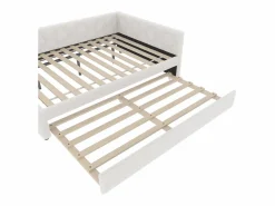 ModernLuxe Sofá cama 140×200 cm - con cama nido - con puerto USB + Type-C - (sin colchón) Blanco