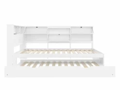 ModernLuxe Sofá cama 90×200 cm - con USB + Type-C - con almacenamiento - con cama nido - (colchón no incluido) Blanco Sale