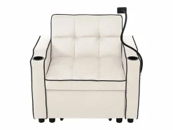Sillón Cama|Sofá cama 3 en 1 con portavasos y soporte para teléfono, terciopelo, (83 x 167 x 76 cm)