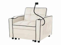 Sillón Cama|Sofá cama 3 en 1 con portavasos y soporte para teléfono, terciopelo, (83 x 167 x 76 cm)