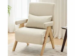 Merax Sofá cama 3 en 1, plegable - 64 x 68,5 x 93 cm - Tejido de lino - Con función de descanso Beige