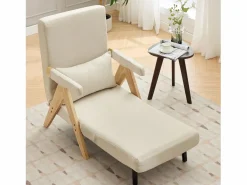 Merax Sofá cama 3 en 1, plegable - 64 x 68,5 x 93 cm - Tejido de lino - Con función de descanso Beige
