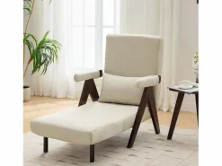 Merax Sillón Cama|Sofá cama 3 en 1, plegable - 64 x 68,5 x 93 cm - Tejido de lino - Con función de descanso + Nogal