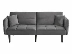 Sofá cama 2 en 1 regulable - Respaldo regulable - Patas de madera y cojines incluidos - Terciopelo - 176 x 78 x 76 cm - Gris Sale