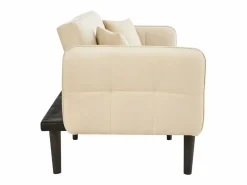 Sofá Vintage|Sofá cama 2 en 1 regulable - Respaldo regulable - Patas de madera y cojines incluidos - Terciopelo - 176 x 78 x 76 cm - Beige