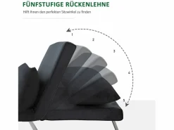 Sofá cama 2 en 1, respaldo regulable, funda desenfundable, poliéster, color (65x69x80cm) Negro New