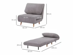 Sofá cama 2 en 1, respaldo regulable, colchón plegable, madera, (82x89x83cm)^ Outlet