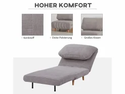 Sofá cama 2 en 1, respaldo regulable, colchón plegable, madera, (82x89x83cm)^ Outlet