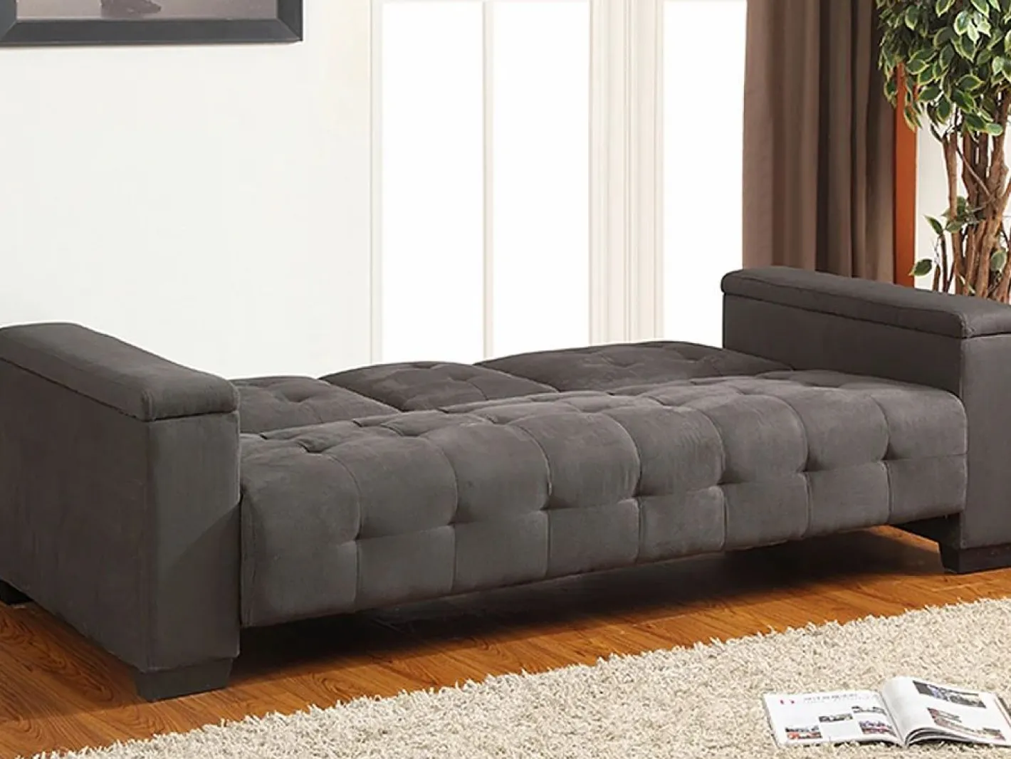 Vente-unique Todos Los Sofás|Sofá - 3 Plazas|Sofá cama 3 plazas clic-clac de microfibra DEVONSHIRE