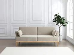 Vente-unique Sofá cama 3 plazas clic-clac de tela AMBRILO Beige Discount