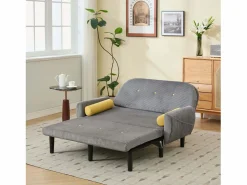 OKWISH Sofá cama 2 plazas de pana - convertible en cama o chaise longue Gris Hot