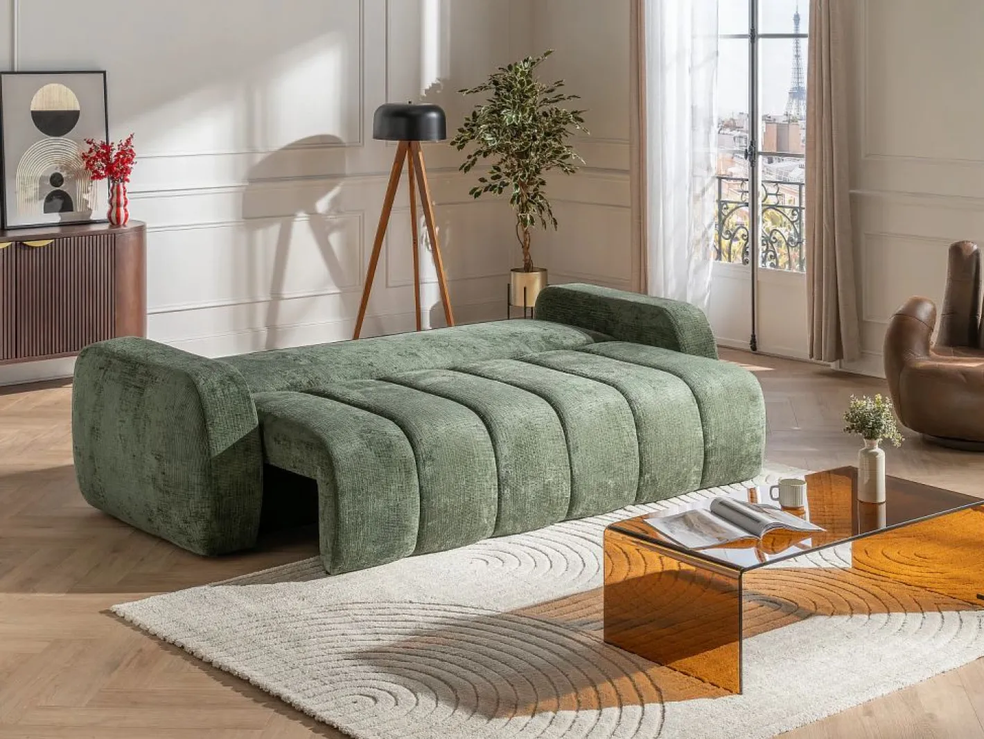 Vente-unique Sofá - 3 Plazas|Sofá Cama|Sofá cama 3 plazas en chenilla TALIVO