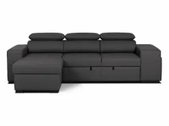 Sofá Cama 3 Plazas con Chaise Longue Reversible Lado Derecho/Izquierdo - Reposacabezas Ajustables - 2 Pufs (263 x 127 x 96 cm) - JOHN^ Outlet