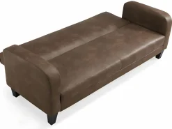 Vente-unique Todos Los Sofás|Sofá Vintage|Sofá cama 3 plazas tela aspecto vintage marrón INICIO