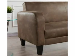 Vente-unique Todos Los Sofás|Sofá Vintage|Sofá cama 3 plazas tela aspecto vintage marrón INICIO