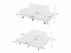 Sofá Vintage|Sofá cama 90 x 200 cm, cama nido con malla, cama doble extensible multifuncional 2 en 1, sofá cama de 2 plazas, lino