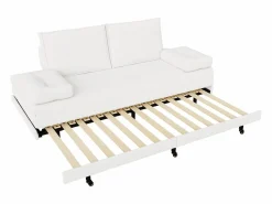 Sofá Vintage|Sofá cama 90 x 200 cm, cama nido con malla, cama doble extensible multifuncional 2 en 1, sofá cama de 2 plazas, lino