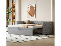 Sofá cama acolchado en terciopelo - 90/180x200 cm - marco de cama nido - con somier de láminas -^ModernLuxe Online