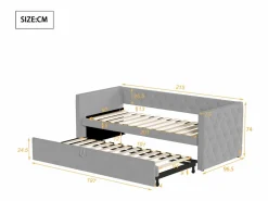 Sofá cama acolchado en terciopelo - 90/180x200 cm - marco de cama nido - con somier de láminas -^ModernLuxe Online