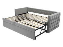 Sofá cama acolchado en terciopelo - 90/180x200 cm - marco de cama nido - con somier de láminas -^ModernLuxe Online