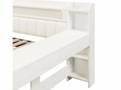 Sofá cama acolchado 140x200 cm - con puertos USB y LED - con escritorio y 2 cajones - (sin colchón)^ModernLuxe Clearance