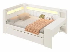 ModernLuxe Sofá cama acolchado 140x200 cm - con puertos USB y LED - con cama nido y escritorio - (sin colchón) Blanco Online