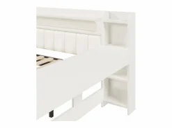 ModernLuxe Sofá cama acolchado 140x200 cm - con puertos USB y LED - con cama nido y escritorio - (sin colchón) Blanco Online