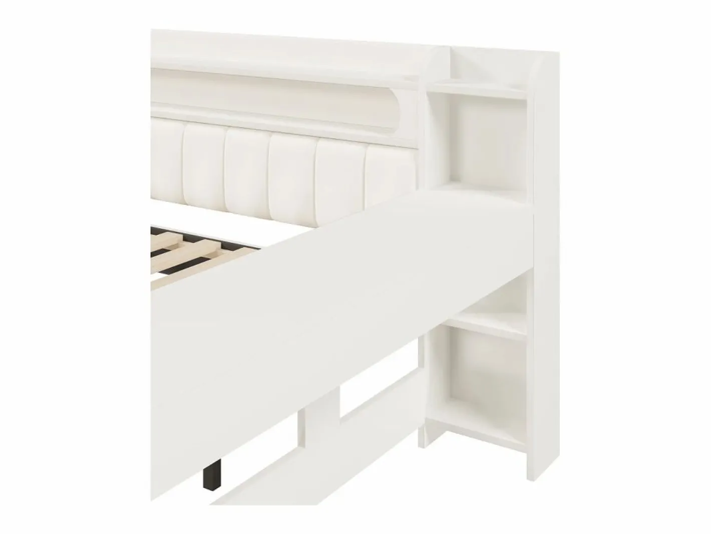 ModernLuxe Sofá cama acolchado 140x200 cm - con puertos USB y LED - con cama nido y escritorio - (sin colchón) Blanco Online
