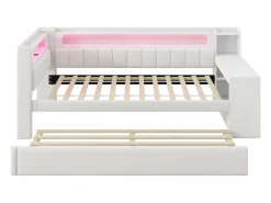 Sofá cama acolchado 90x200 cm - con puertos USB y LED - con cama nido y escritorio - (sin colchón)^ModernLuxe Sale