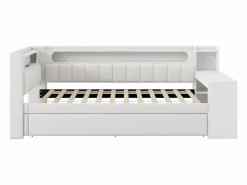 Sofá cama acolchado 90x200 cm - con puertos USB y LED - con cama nido y escritorio - (sin colchón)^ModernLuxe Sale