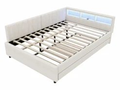 Hauss Spole Sofá cama adulto 140x200cm lino con cama nido 90x190cm, LED y USB, somier de láminas, sin colchón Beige Sale