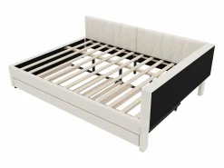 Hauss Spole Sofá cama adulto 140x200cm lino con cama nido 90x190cm, LED y USB, somier de láminas, sin colchón Beige Sale