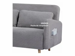 SENHO Sofá cama BZ de 2 plazas en terciopelo acanalado para huéspedes - ARI Gris New